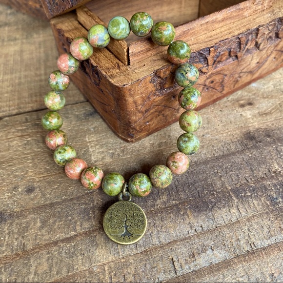 fire monkey Jewelry - ✨UNAKITE STONE BEAD MALA BRACELET W/CHARM
